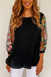 Mixiedress Crewneck Printed Mesh Splice Chiffon Shirt