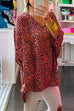 Mixiedress V Neck Batwing Sleeve Leopard T-shirt