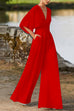 Mixiedress Deep V Neck High Waist Wide Leg Jumpsuit