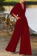 Mixiedress Deep V Neck High Waist Wide Leg Jumpsuit