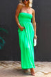 Mixiedress Strapless Smocked Pocketed Wide Leg Jumpsuit