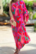 Mixiedress One Shoulder Long Sleeve Printed Maxi Holiday Dress