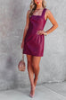 Mixiedress Square Collar Sleeveless PU Leather Dress