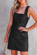 Mixiedress Square Collar Sleeveless PU Leather Dress