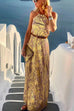 Mixiedress Halter Sleeveless Waisted Printed Holiday Dress