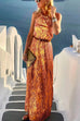Mixiedress Halter Sleeveless Waisted Printed Holiday Dress