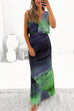 Mixiedress V Neck Sleeveless Waisted Side Split Printed Dress