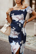 Mixiedress Off Shoulder Short Sleeve Bodycon Printed Dress