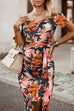 Mixiedress Off Shoulder Short Sleeve Bodycon Printed Dress
