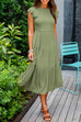 Mixiedress Crewneck Puff Sleeve Pleated Swing Dress