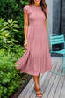 Mixiedress Crewneck Puff Sleeve Pleated Swing Dress