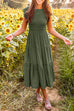 Mixiedress Crewneck Puff Sleeve Pleated Swing Dress