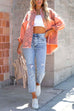 Mixiedress Raw Hem Printed Autumn Denim Shirt Coat