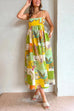 Mixiedress Bow Knot Back Dinosaur Printed Cami Maxi Holiday Dress