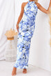 Mixiedress Tie Neck Backless Floral Printed Maxi Flowy Dress