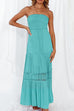 Mixiedress Strapless Tube Hollow Out Lace Splice Tiered Maxi Dress