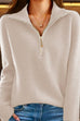 Mixiedress Half Zipper Up Ribbed Knit Pullover Sweater