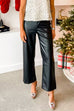 Mixiedress One Button Straight Leg Faux Leather Pants