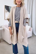 Half Sleeves Pocketed Open Front Oversized Cardigan