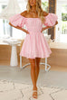 Mixiedress Off Shoulder Puff Sleeves Waisted Mini Swing Dress