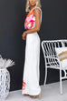 One Shoulder Sleeveless Crop Top Wide Leg Pants Printed Set