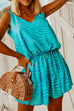 Mixiedress V Neck Tie Shoulder Waisted Printed Swing Cami Dress