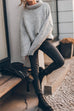 Mixiedress Crewneck Drop Shoulder Cozy Knit Sweater