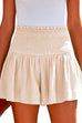 Mixiedress Elastic Smocked Waist Wide Leg Solid Shorts