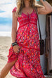 Mixiedress Tassel V Neck Bohemia Printed Maxi Beach Dress