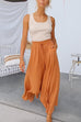 Solid Drawstring Elastic Waist Wide Leg Palazzo Pants