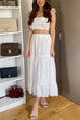 Mixiedress Elastic Waist Lace Hollow Out Ruffle Midi Skirt