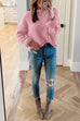 Mixiedress Crewneck Waffle Knit Cozy Pullover Sweater