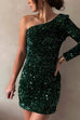 One Shoulder Sequin Bodycon Mini Party Dress