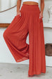 Mixiedress Smocked Elastic Waist Pleated Wide Leg Pants