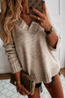 Mixiedress Solid V Neck Drop Shoulder Knit Sweater