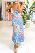 Mixiedress Spaghetti Strap Twist Back Printed Maxi Vacation Dress