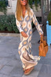 Mixiedress V Neck Side Split Printed Maxi Holiday Dress