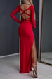 Back Twist Cross Long Sleeves High Slit Maxi Party Dress