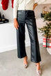 Mixiedress One Button Straight Leg Faux Leather Pants