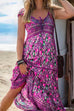Mixiedress Tassel V Neck Bohemia Printed Maxi Beach Dress