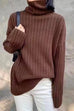 Mixiedress Solid Turtleneck Ribbed Knit Jumper Sweater