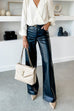 Mixiedress Pocketed Straight Wide Leg Faux Leather Pants