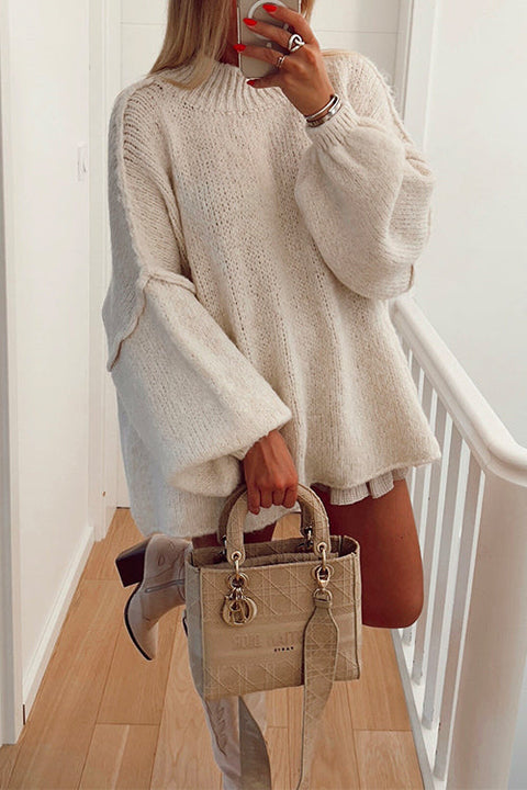 Mixiedress Drop Shoulder Plain Casual Pullover Sweater