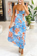 Mixiedress Spaghetti Strap Twist Back Printed Maxi Vacation Dress