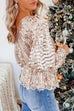 Mixiedress Sparkly Crewneck Long Sleeve Ruffle Sequin Tops