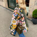 Mixiedress Bell Sleeves Ruffle Trim Fleece Lined Floral Coat