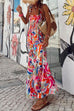 Mixiedress Printed Smocked Ruffle Flowy Maxi Cami Holiday Dress