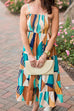 Mixiedress Smocked Ruffle Tiered Geometric Printed Cami Dress