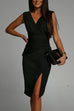 Mixiedress Sleeveless High Waist Ruched Slit Pencil Dress