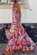 Mixiedress Printed Smocked Ruffle Flowy Maxi Cami Holiday Dress